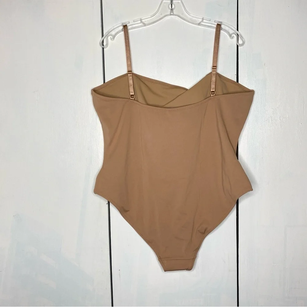 SKIMS Streamline Square-Neck One-Piece in Tan
